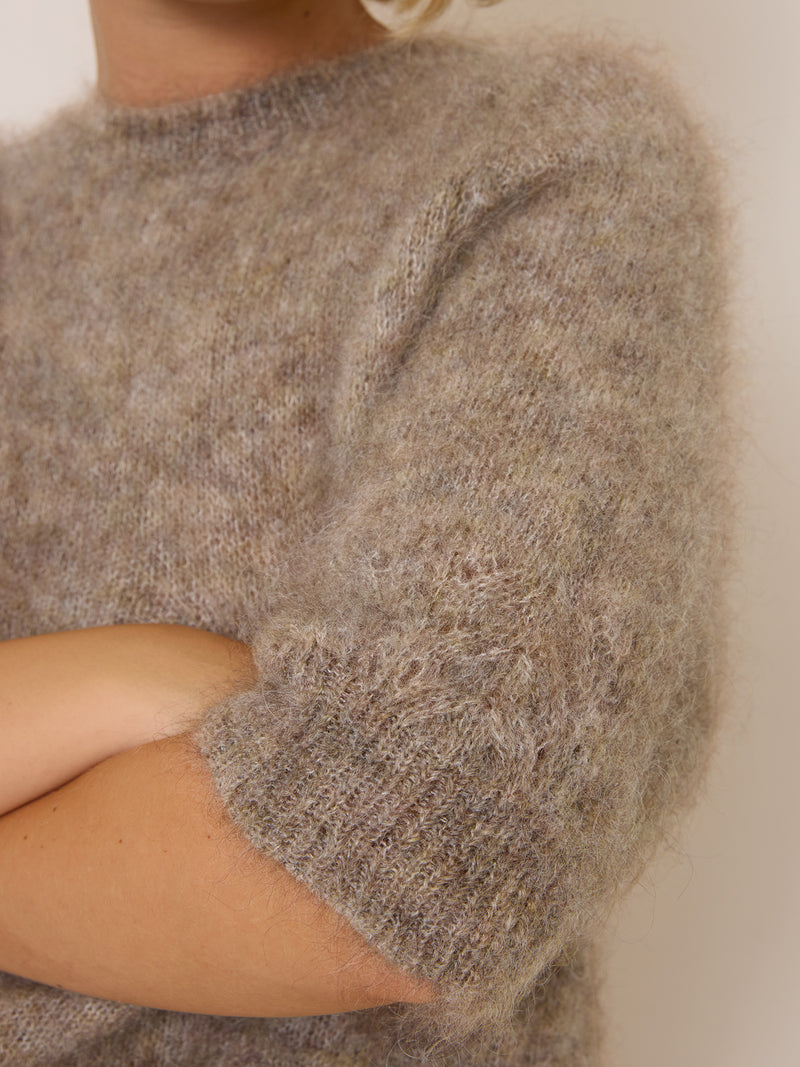 OLIVIA taupe sweater, back view by Rouje