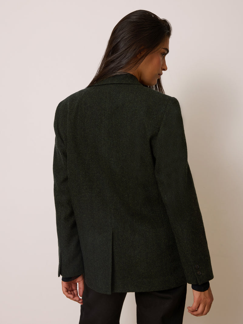 MARCEL khaki chevron jacket, detail of pockets by Rouje
